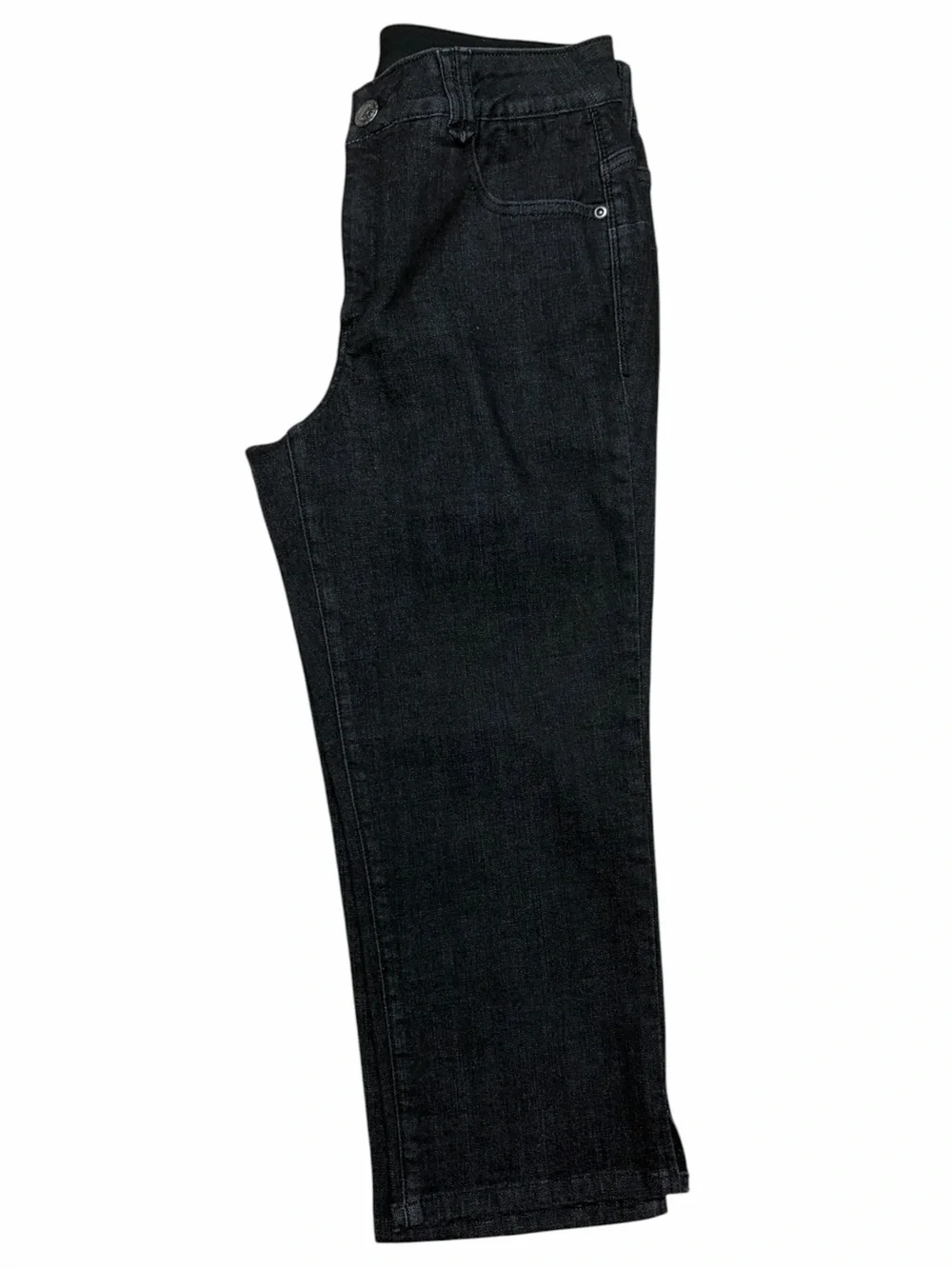 Ruby Rd Black Denim Stretch Waist Cropped Pants Size 6